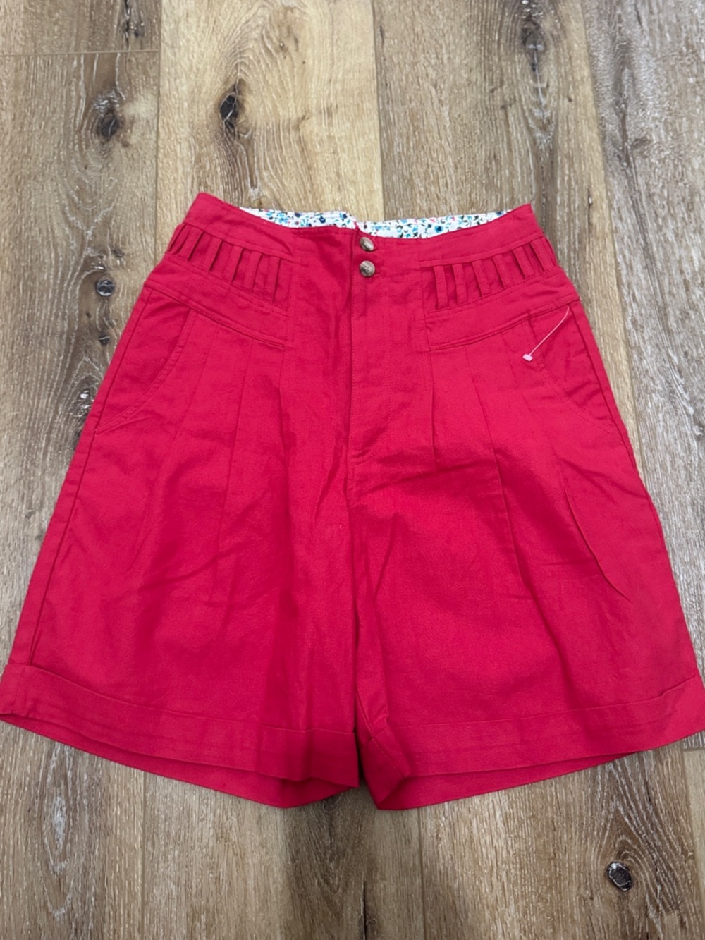 Vintage High-Waist Red cotton Women’s Shorts